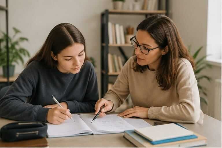 Alumno recibiendo apoyo escolar y clases de refuerzo
